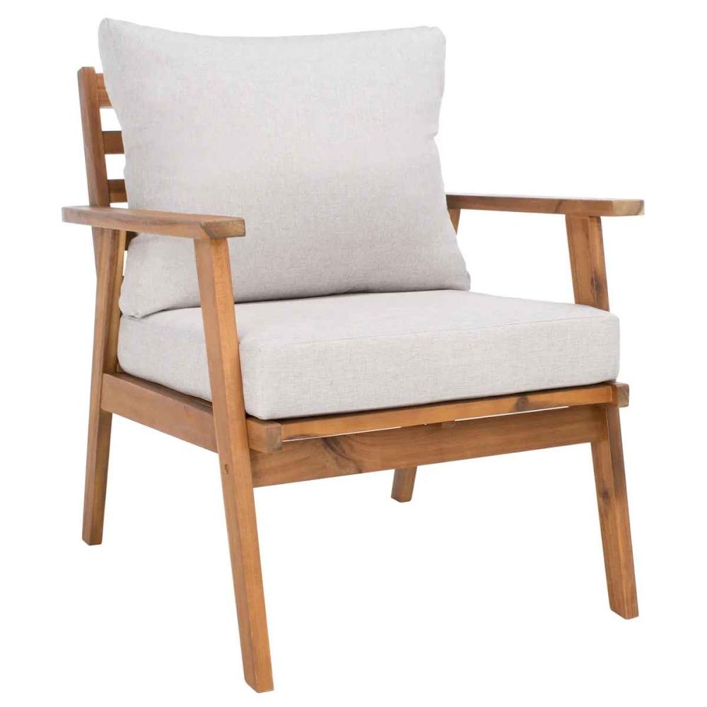Rental store for Patio Chair Nat Wood Lt Grey Cushion in Tampa FL