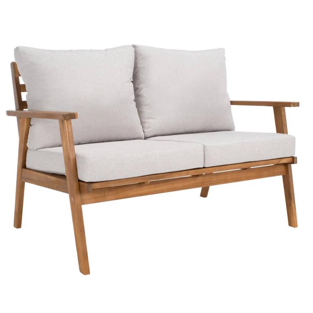 Rental store for Patio Loveseat Nat Wood Lt Grey Cushion in Tampa FL